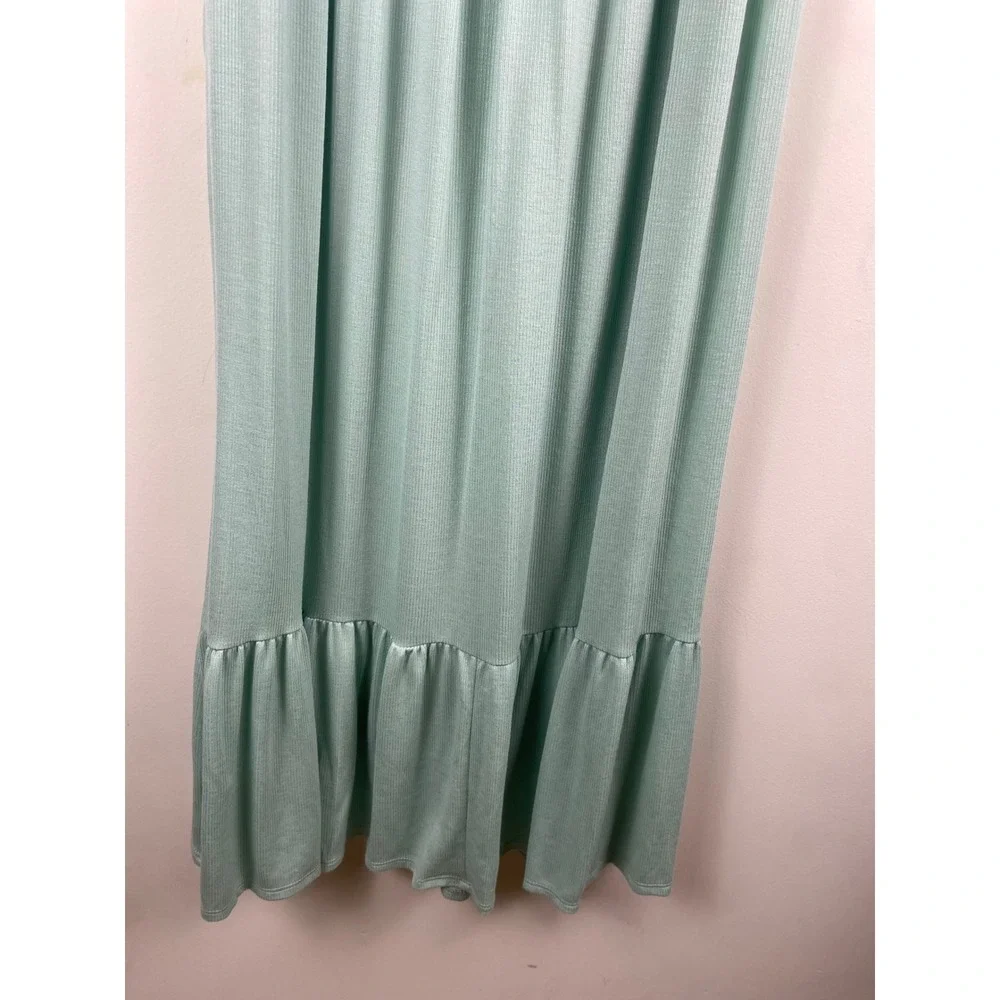 See You Monday Sage Green Ribbed Maxi Dress Flutter Sleeve V-Neck‎ XL NWT